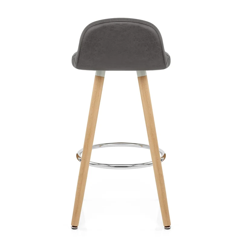 Tabouret de Bar Bois Faux Cuir Antique - Sole Gris