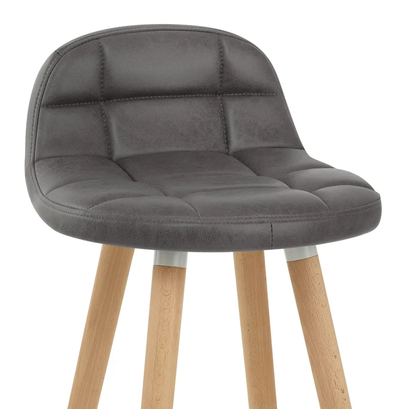 Tabouret de Bar Bois Faux Cuir Antique - Sole Gris