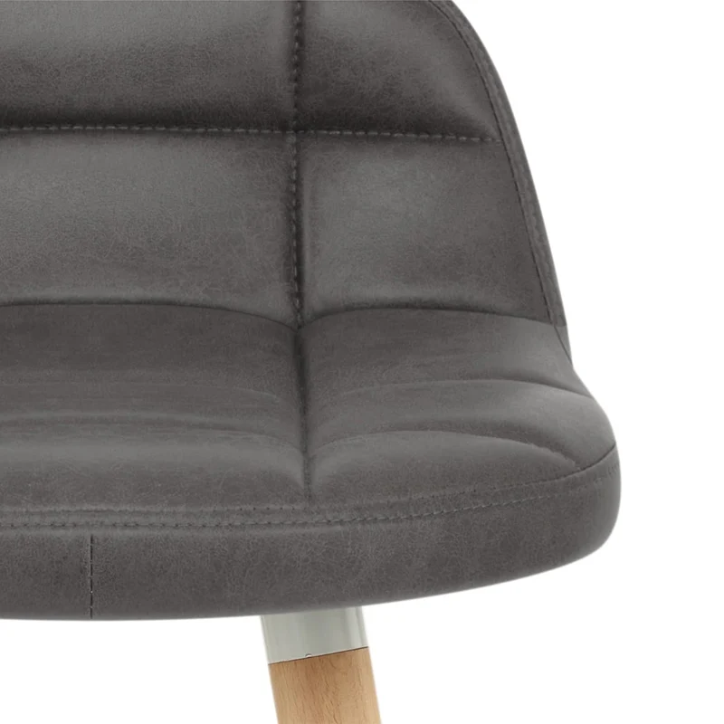 Tabouret de Bar Bois Faux Cuir Antique - Sole Gris