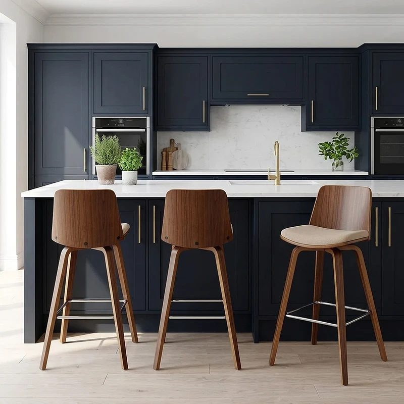 Tabouret de Bar Bois Tissu - Mirage Crème