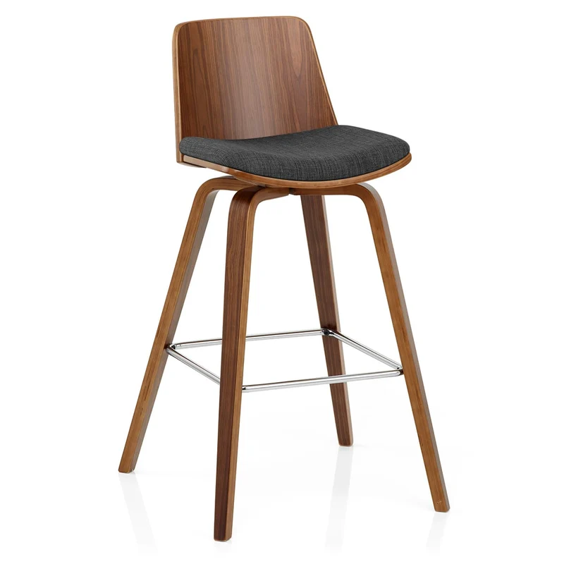 Tabouret de Bar Bois Tissu - Mirage Gris