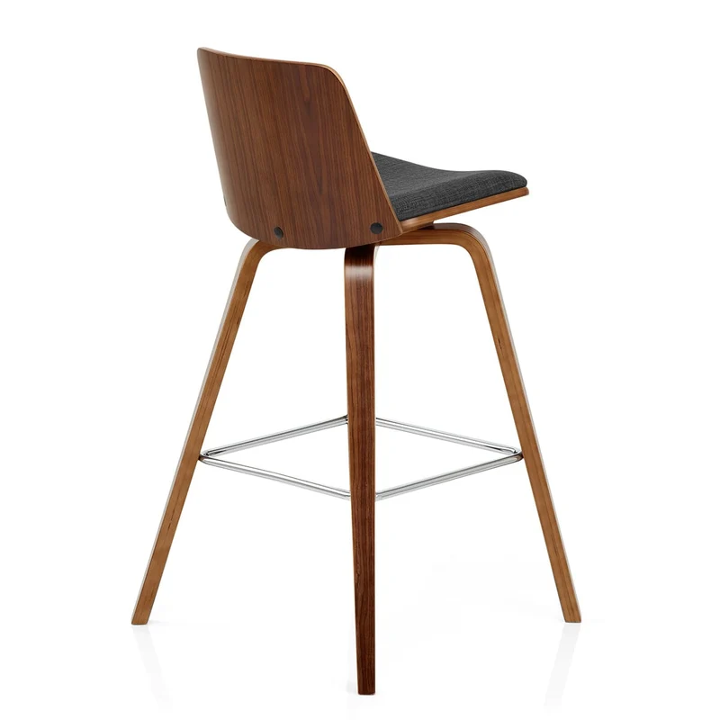 Tabouret de Bar Bois Tissu - Mirage Gris