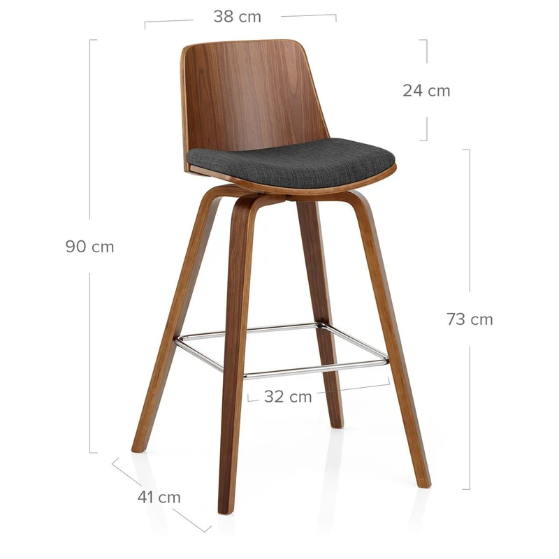 Tabouret de Bar Bois Tissu - Mirage Gris
