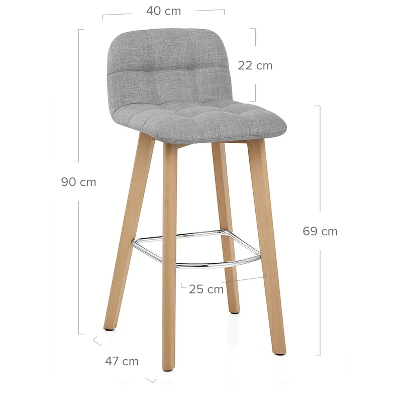 Tabouret Bois Tissu - Hex Gris