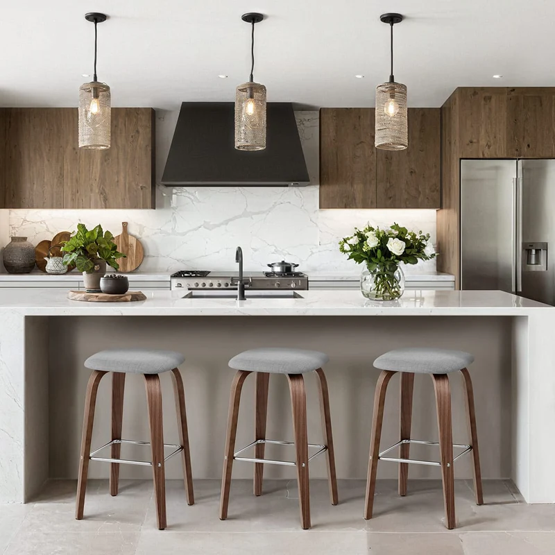 Tabouret de bar Bois Tissu - Stockholm Gris