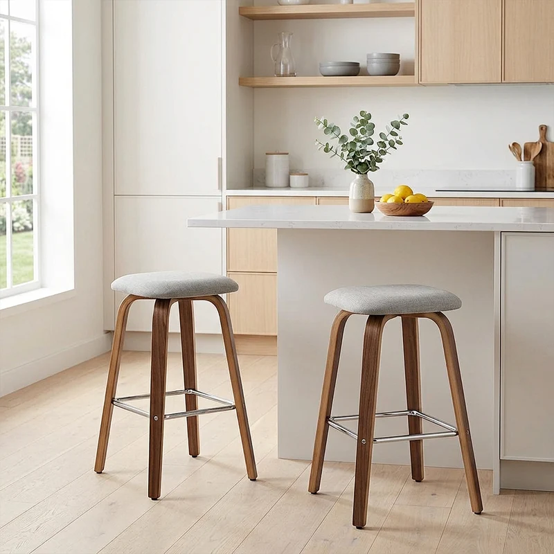 Tabouret de bar Bois Tissu - Stockholm Gris