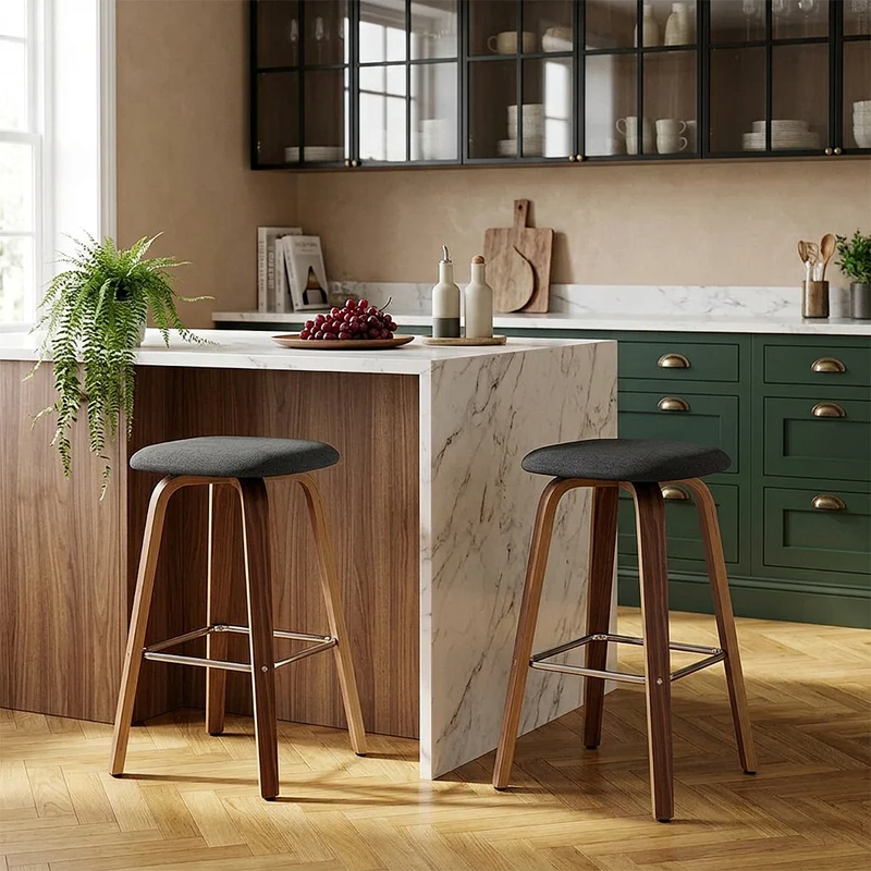 Tabouret de bar Bois Tissu - Stockholm Noir