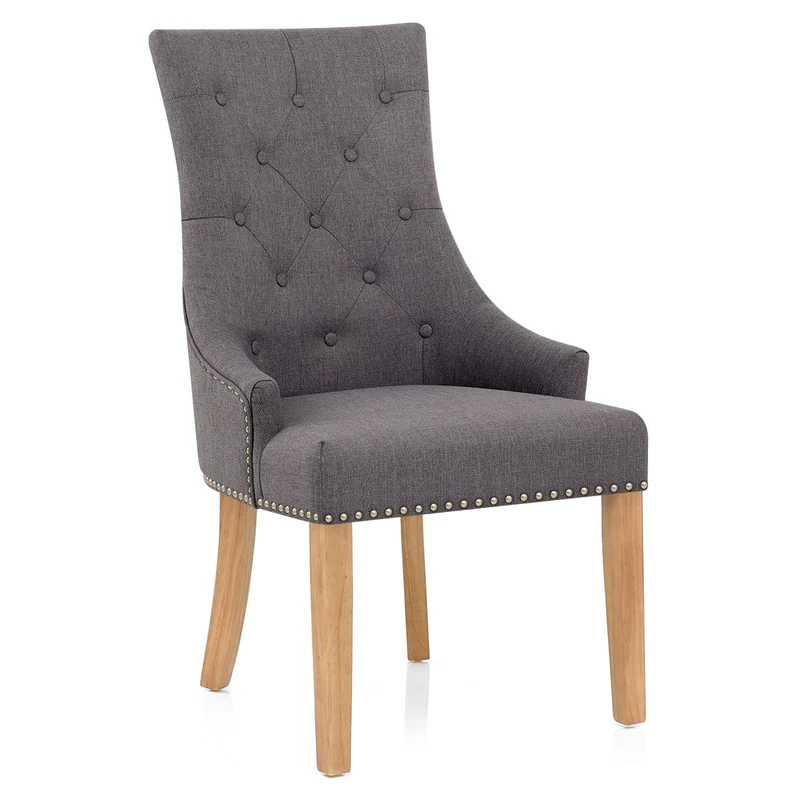 Chaise Chêne Tissu - Ascot Gris Foncé