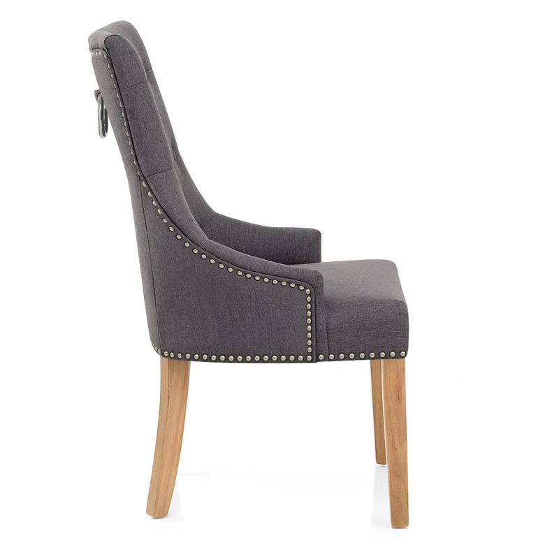 Chaise Chêne Tissu - Ascot Gris Foncé