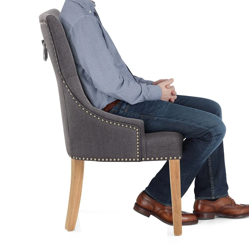 Chaise Chêne Tissu - Ascot Gris Foncé