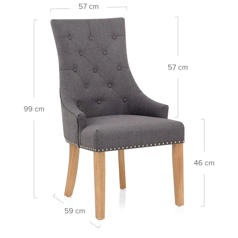 Chaise Chêne Tissu - Ascot Gris Foncé