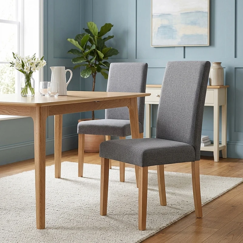 Chaise Bois Tissu - Columbus Chêne Gris