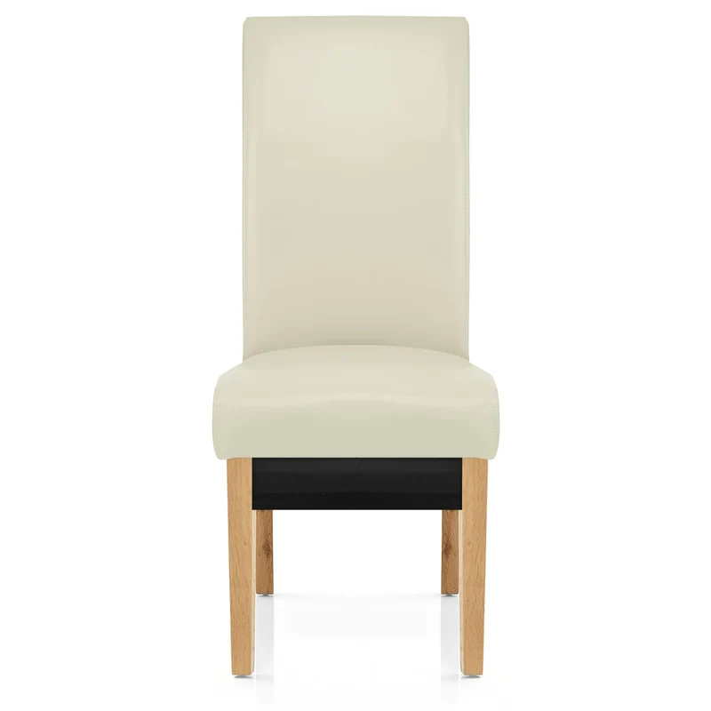 Chaise Bois Cuir Croûté - Carlo Chêne Crème
