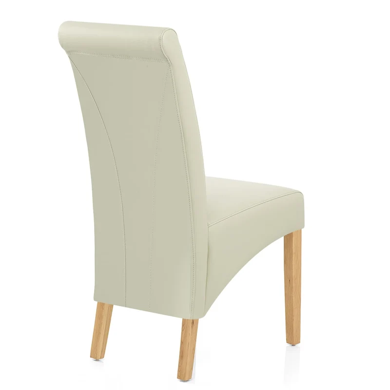 Chaise Bois Cuir Croûté - Carlo Chêne Crème