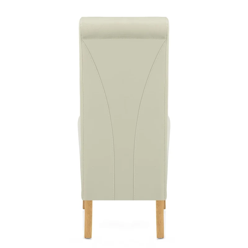 Chaise Bois Cuir Croûté - Carlo Chêne Crème