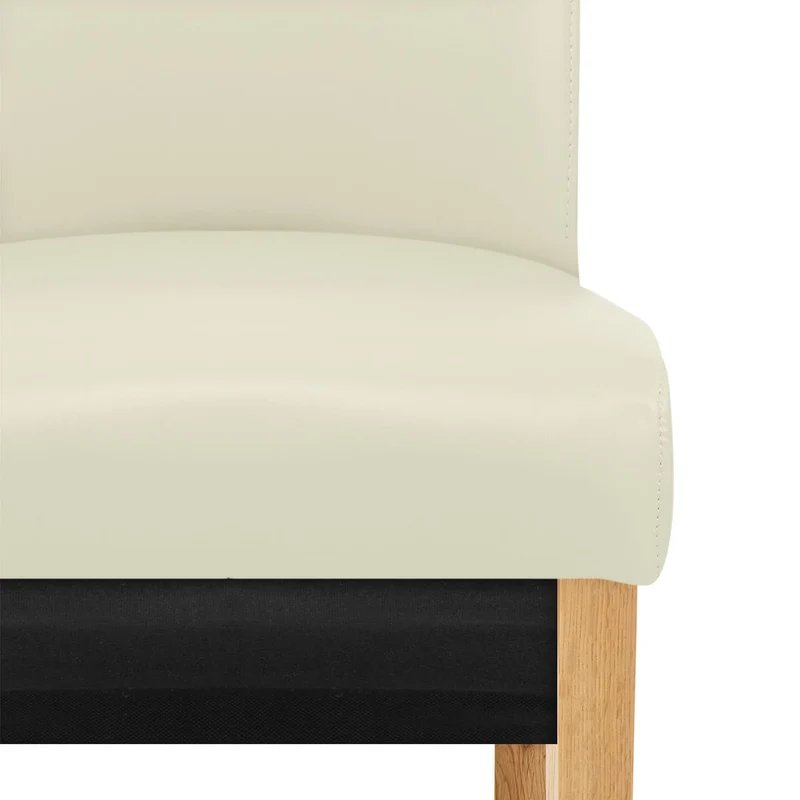 Chaise Bois Cuir Croûté - Carlo Chêne Crème