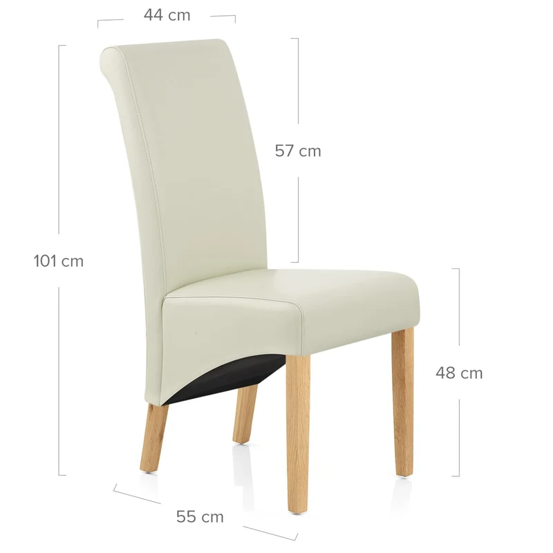 Chaise Bois Cuir Croûté - Carlo Chêne Crème