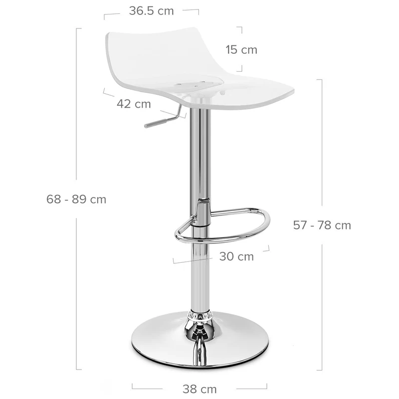 Chaise de Bar Acrylique Chrome - Crystal Transparent