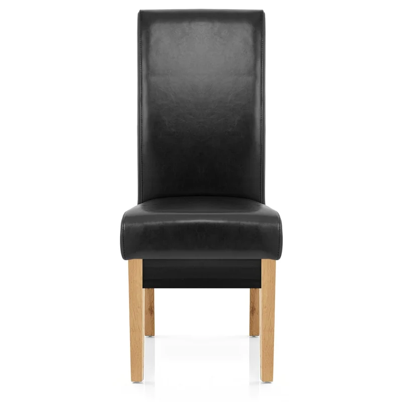 Chaise Bois Cuir Croûté - Carlo Chêne Noir