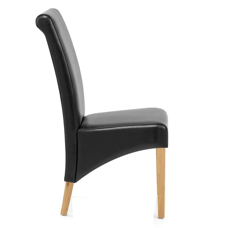 Chaise Bois Cuir Croûté - Carlo Chêne Noir