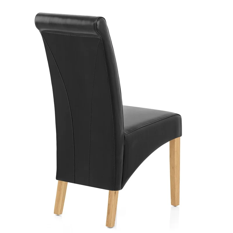 Chaise Bois Cuir Croûté - Carlo Chêne Noir