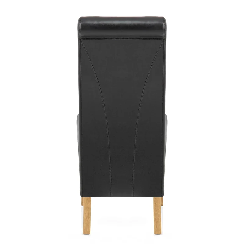 Chaise Bois Cuir Croûté - Carlo Chêne Noir