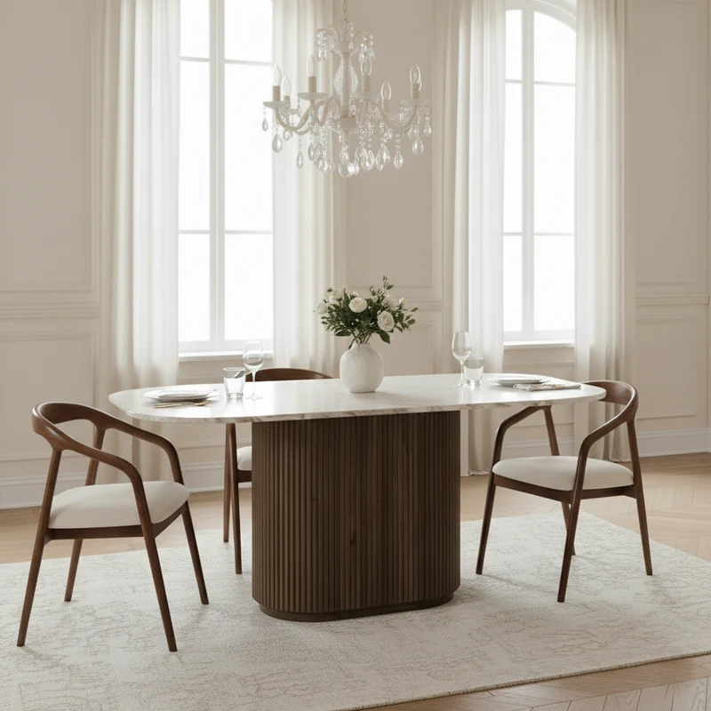 Table a manger plateau marbre 170x130 | Manguier Kfir III