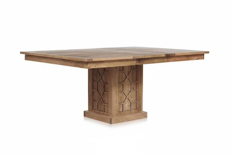 Table à manger carrée 130 cm avec rallonge | Acacia Punjab-II