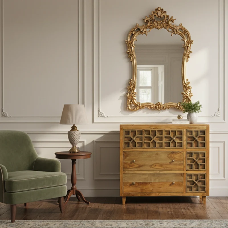 Commode arabesque bois exotique | Acacia Punjab