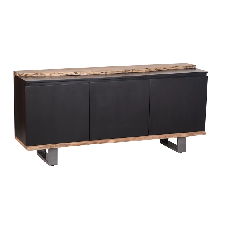 Buffet 3 portes en bois massif acacia - Black