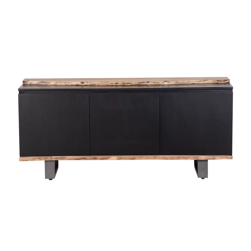 Buffet 3 portes en bois massif acacia - Black