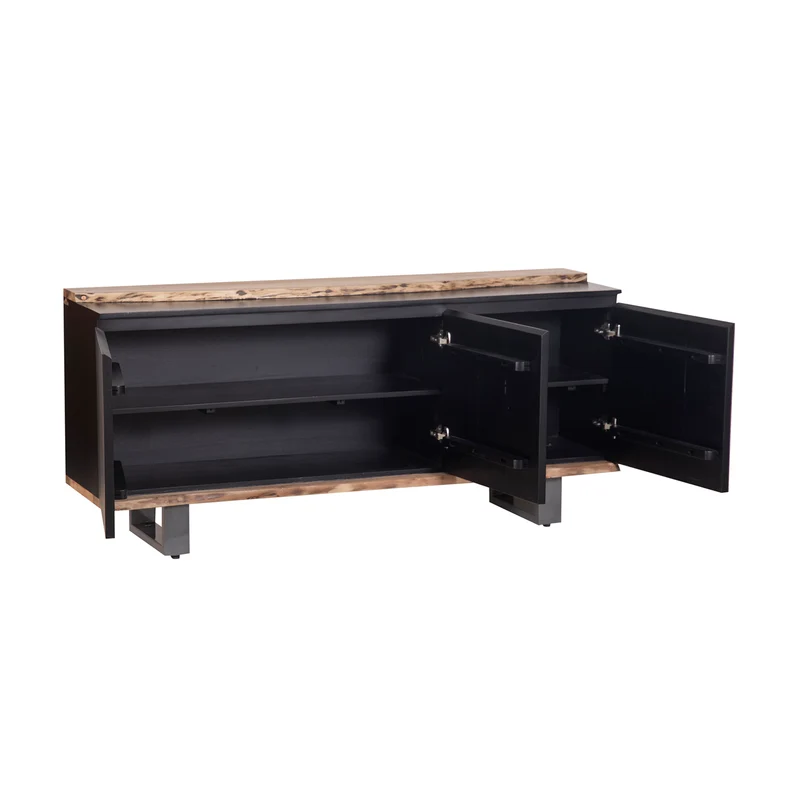 Buffet 3 portes en bois massif acacia - Black