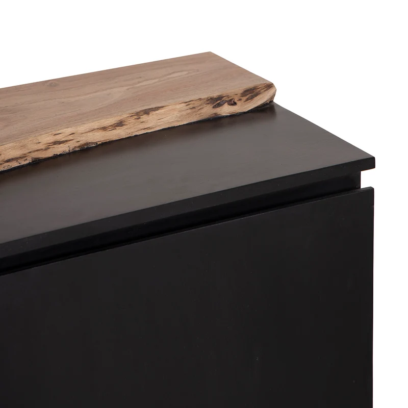 Buffet 3 portes en bois massif acacia - Black
