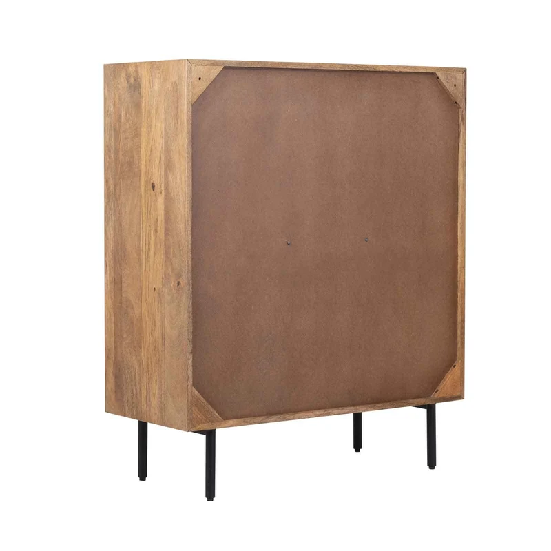 Buffet haut bois sculpté motif géométrique 4P | Manguier Maglan II
