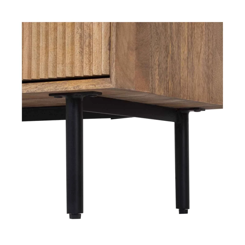 Buffet haut bois sculpté motif géométrique 4P | Manguier Maglan II