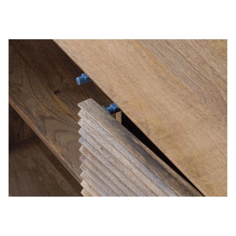 Buffet bas bois sculpté motif géométrique 3P | Manguier Maglan II
