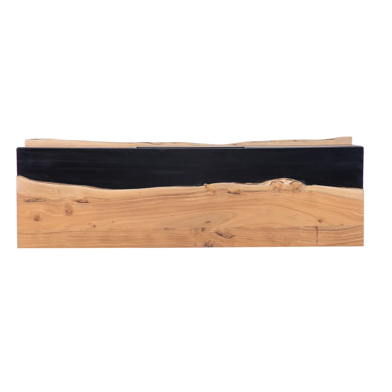 Meuble TV 2 portes 1 tiroirs en bois massif acacia - Black
