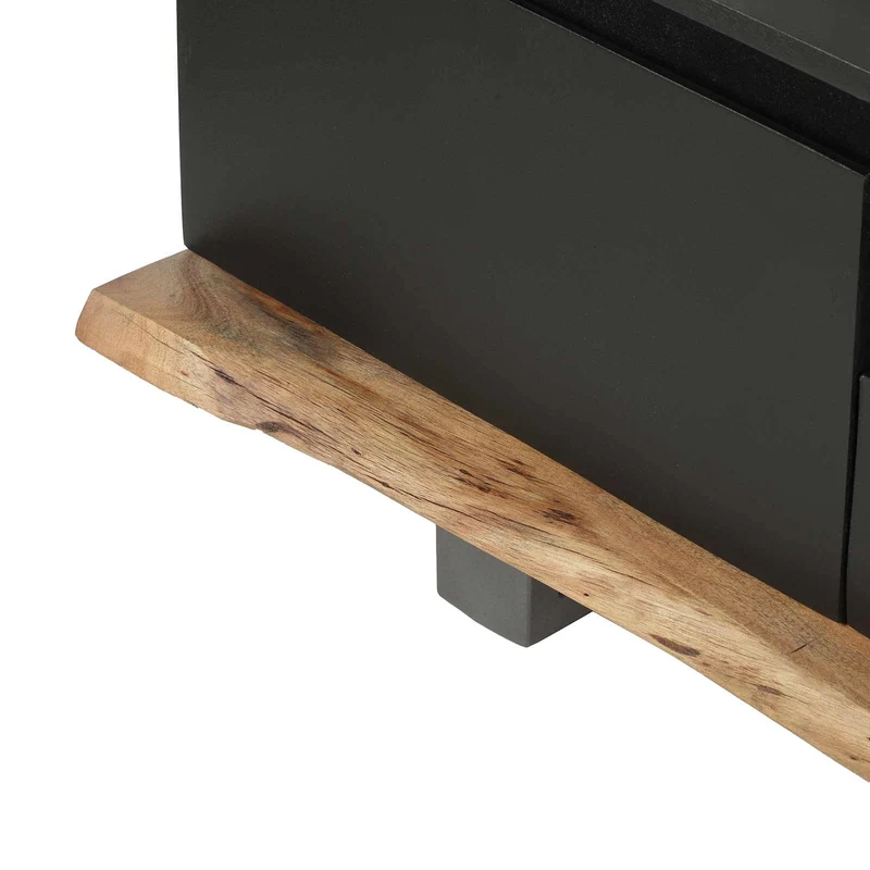 Meuble TV 2 portes 1 tiroirs en bois massif acacia - Black