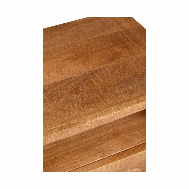 Petit meuble TV 2 tiroirs 104cm en bois massif manguier - Sculture