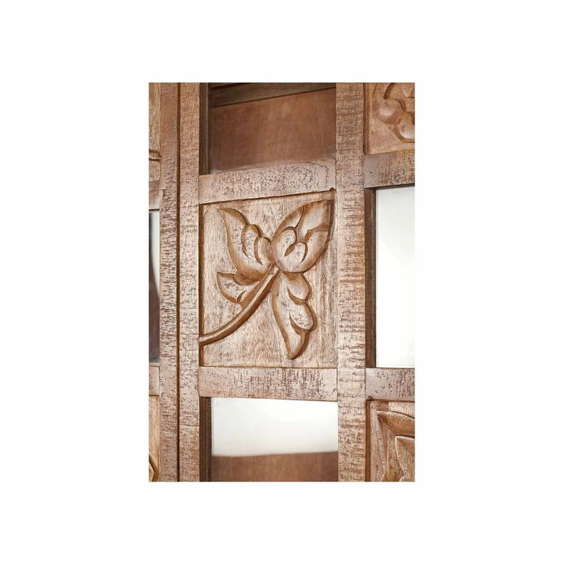 Bibliothèque sculptée 2 portes en bois massif manguier - Sculture