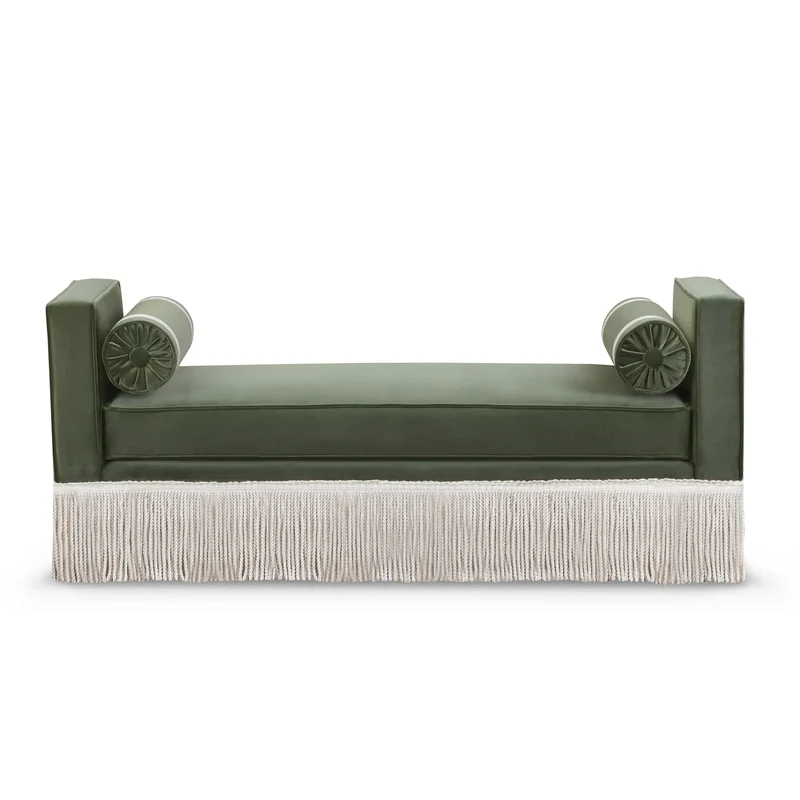 Julian Seat Bench - Green Velvet & Fringe