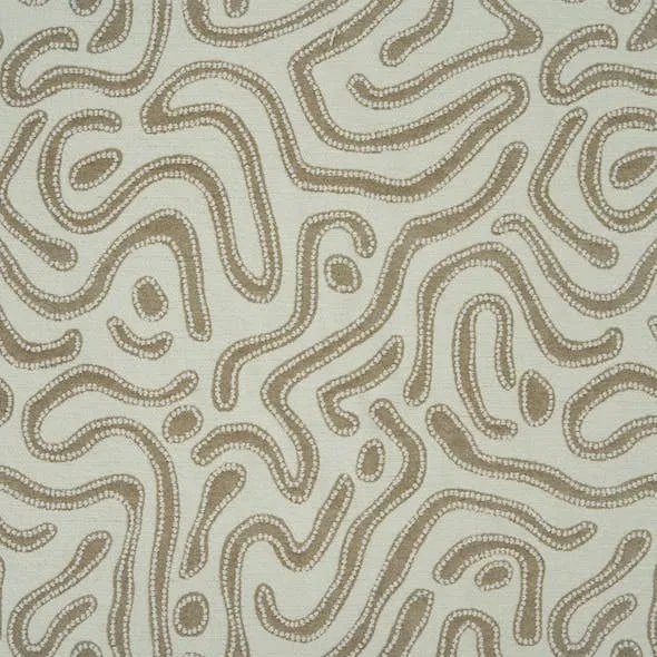 Laurent Pouf - Atoll Fabric & Ivory Fringe
