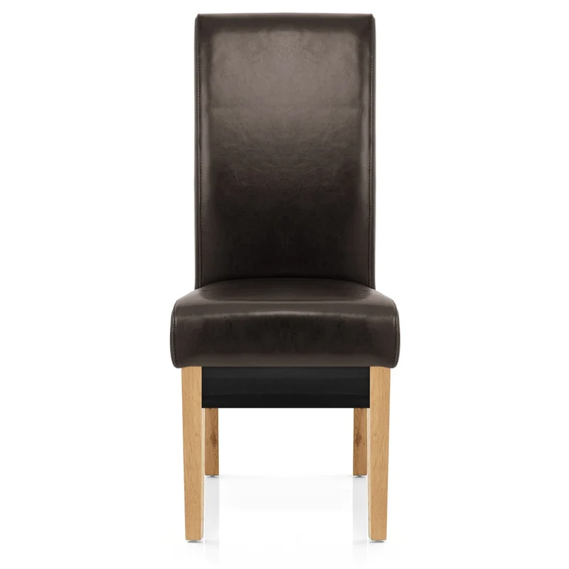 Chaise Bois Cuir Croûté - Carlo Chêne Marron