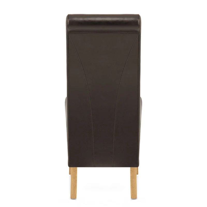 Chaise Bois Cuir Croûté - Carlo Chêne Marron