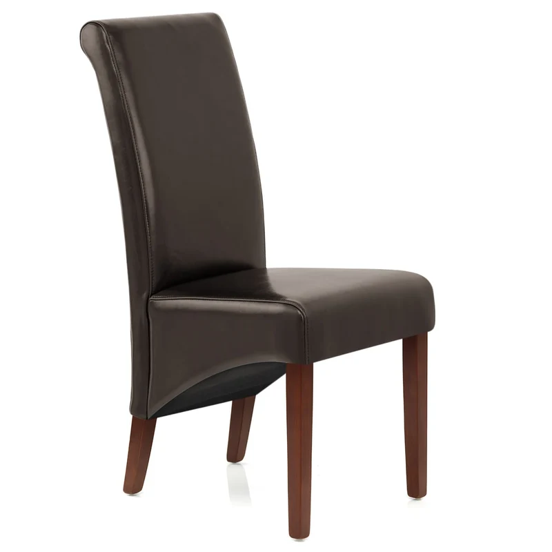 Chaise Bois Cuir Croûté - Carlo Noyer Marron