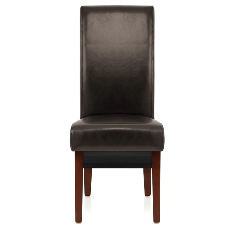 Chaise Bois Cuir Croûté - Carlo Noyer Marron