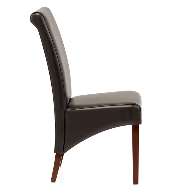 Chaise Bois Cuir Croûté - Carlo Noyer Marron