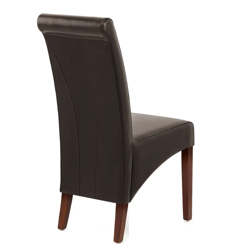 Chaise Bois Cuir Croûté - Carlo Noyer Marron
