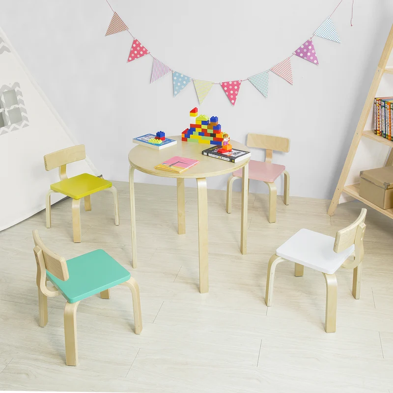 SoBuy KMB29-W Chaise pour Enfant en Bois Bouleau Chaise Enfant Confortable avec Dossier