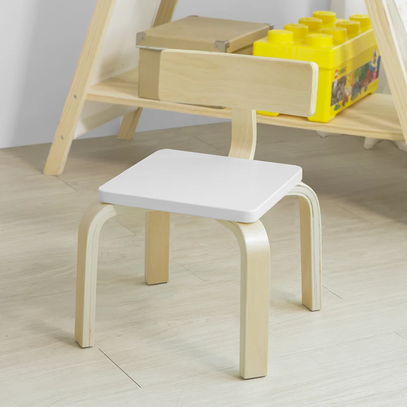 SoBuy KMB29-W Chaise pour Enfant en Bois Bouleau Chaise Enfant Confortable avec Dossier